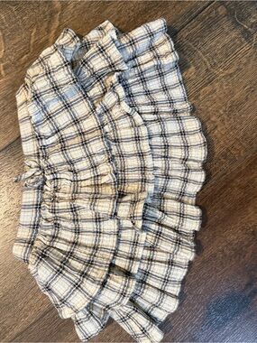 Zara Beige and Black Plaid Ruffle Skirt